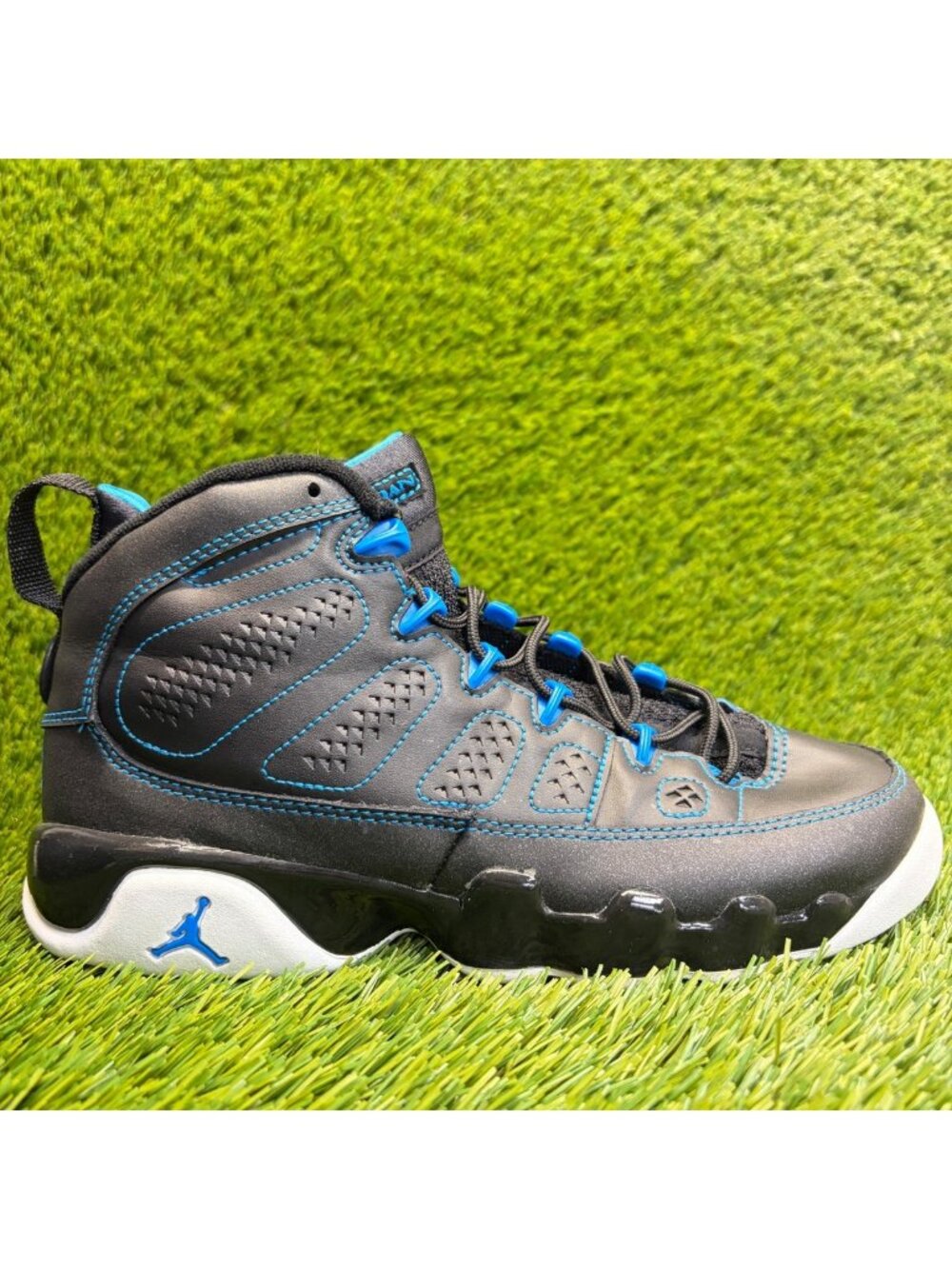 Nike Air Jordan 9 Retro Boys Size 6Y Black Photo Blue Basketball Shoes Sneakers